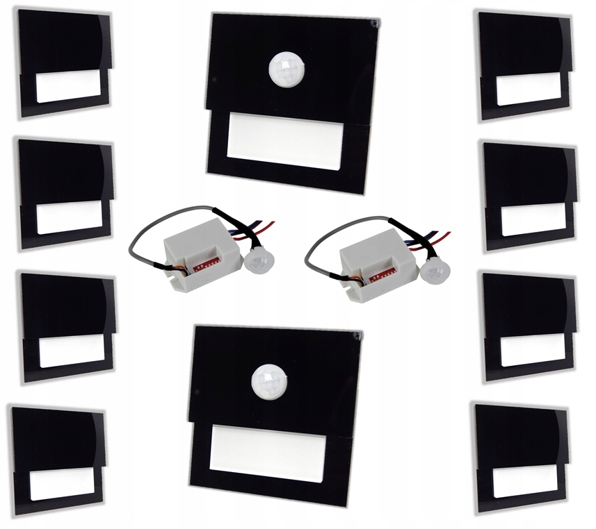 

Zestaw 8x Oprawa schodowa Led 230+ 2 czujka ruchu