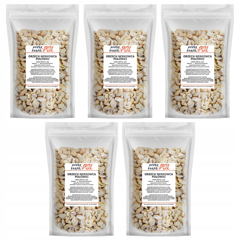 Orzechy Nerkowca 5kg Połówki nerkowce naturalne Kol-pol