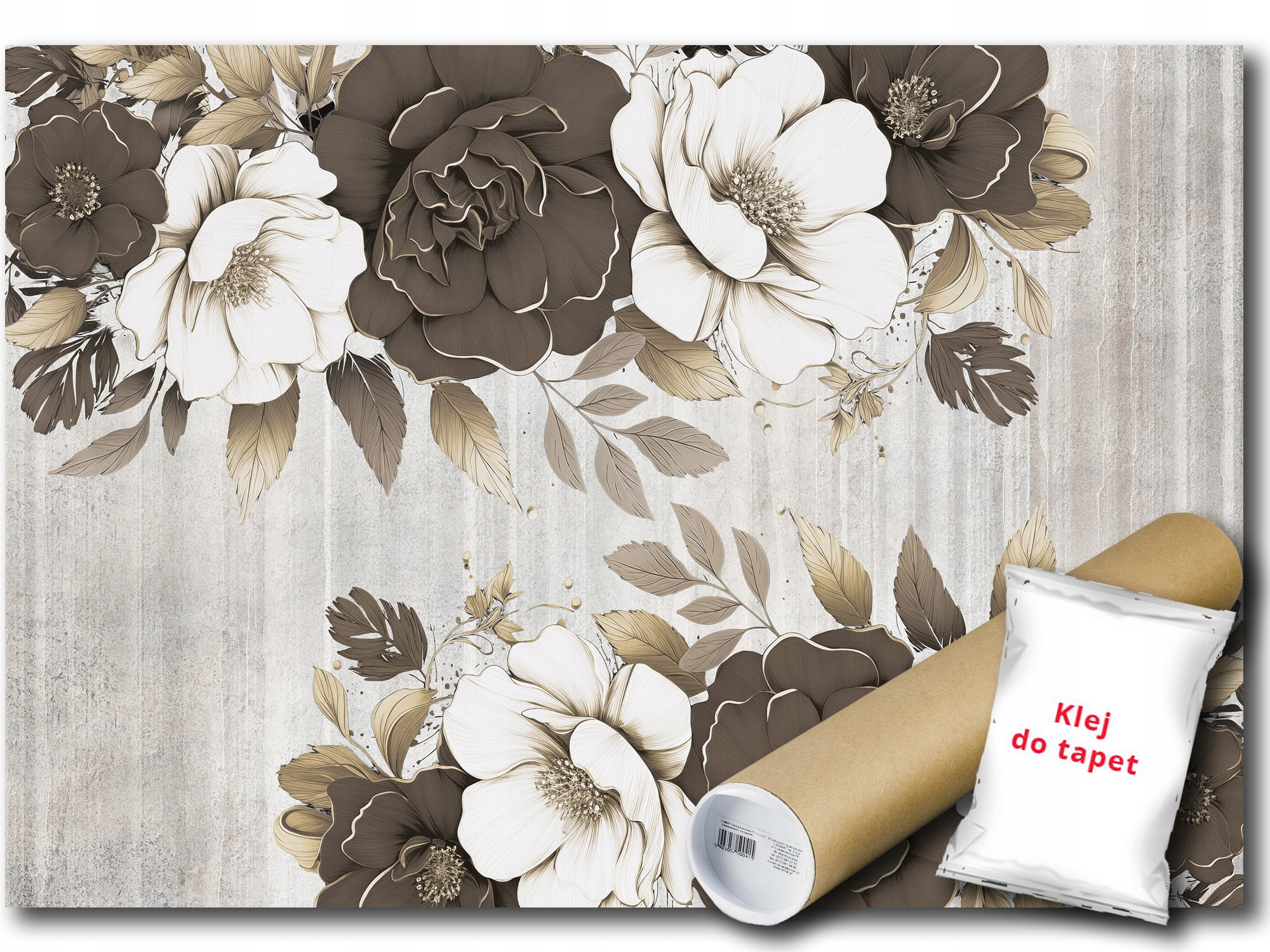 Fototapeta Flizelina Grafika Japandi Květiny Pivoňky Pivoňky Hnědá 254x184