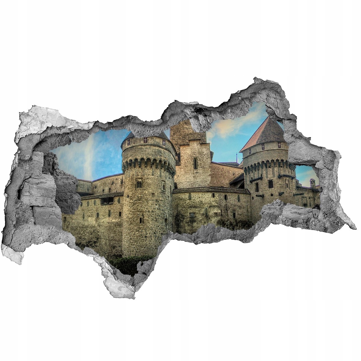 

Fototapeta dziura na ścianę 3d Zamek w Szwajcarii