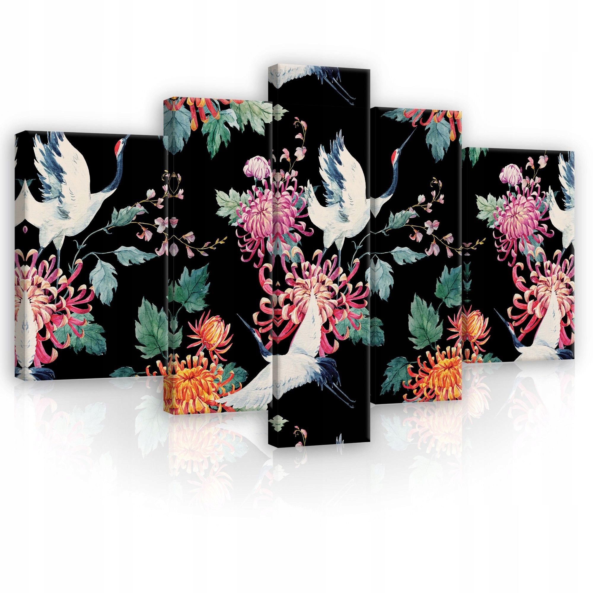 Obraz 170x100 modulárny polyptych žeriavy chryzantémy štýl ázijský kvet