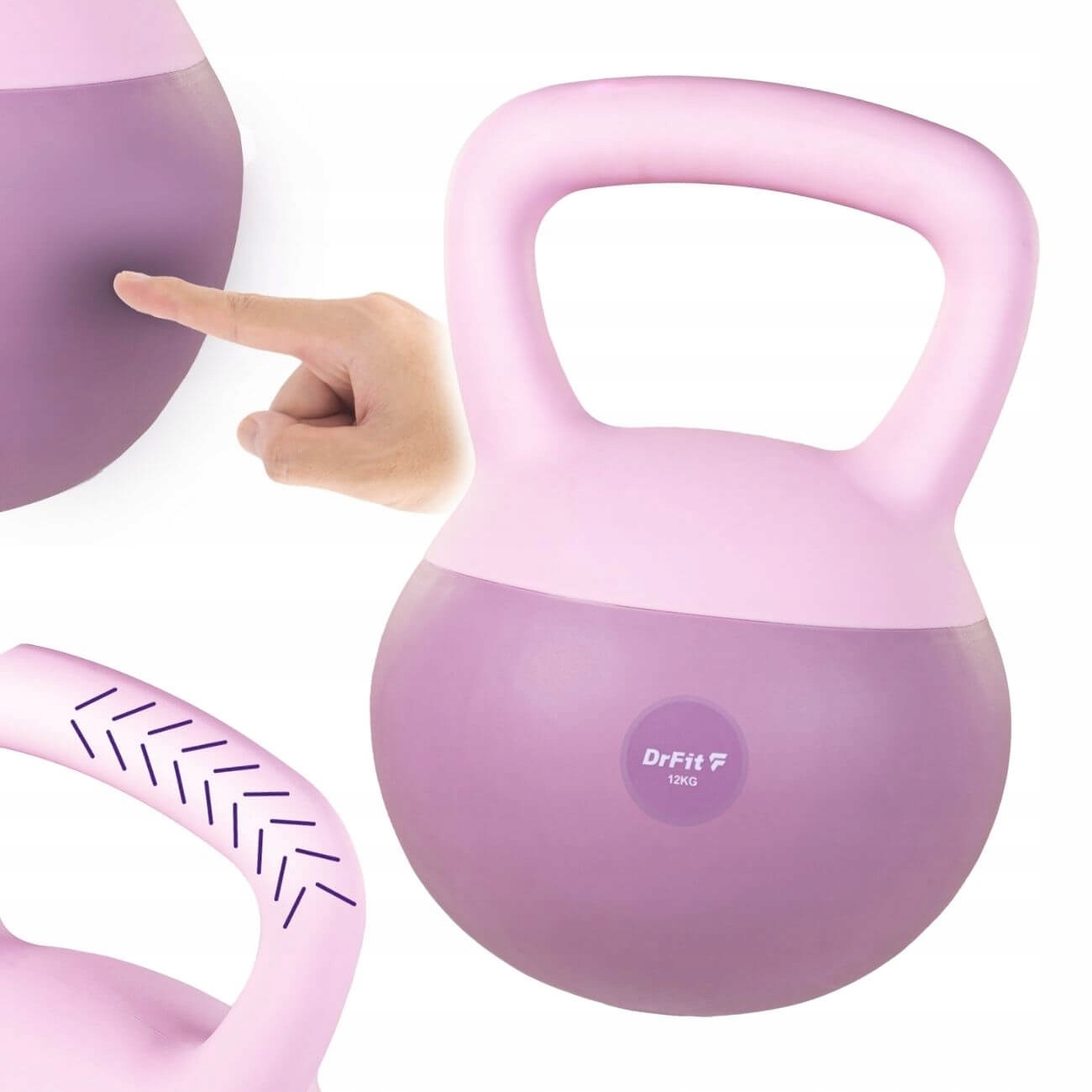 Kettlebell Závaží na činky Fitness Váha Fialová 12 kg DrFit