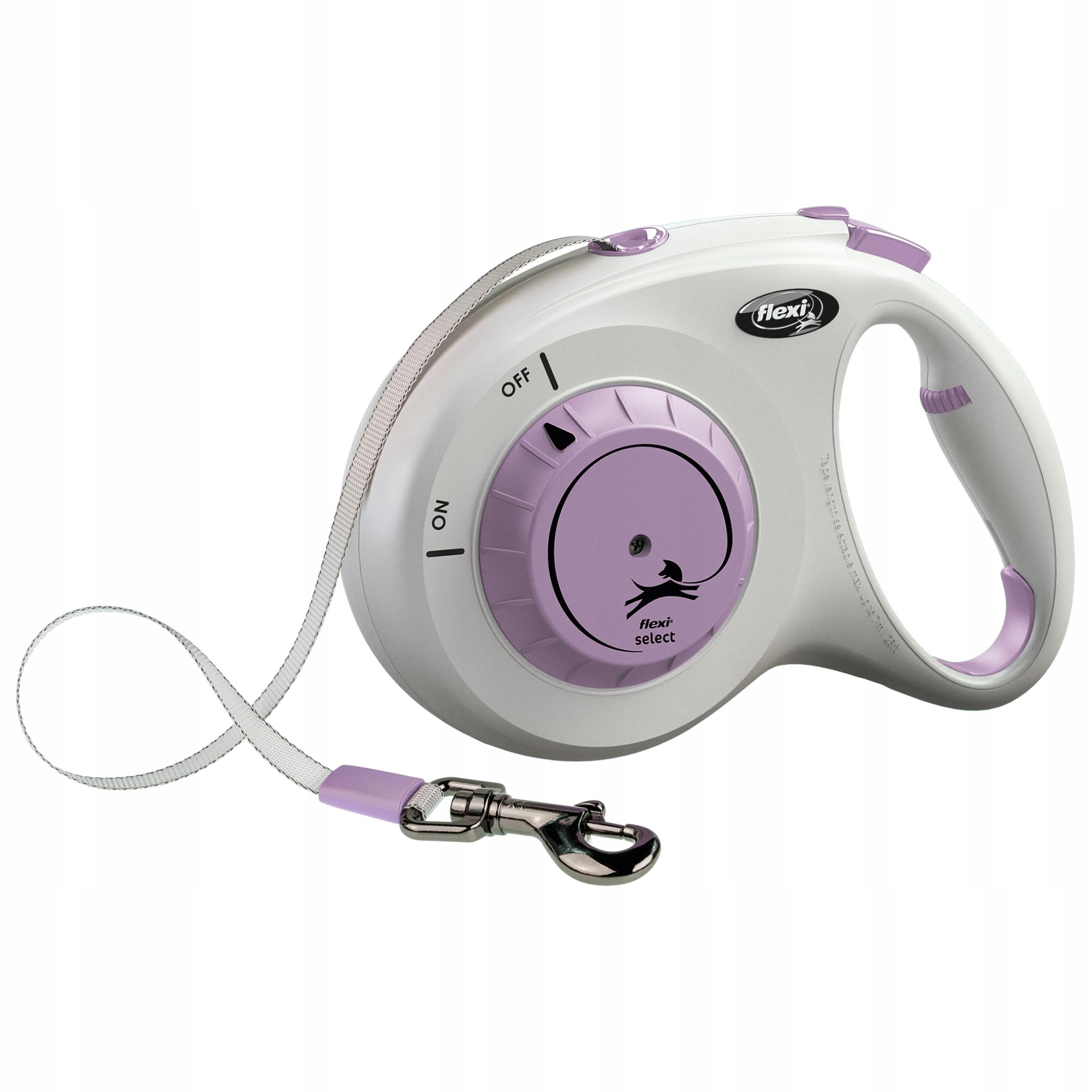 Smycz automatyczna dla psa taśma biało liliowa select tape 7m do 25kg Flexi