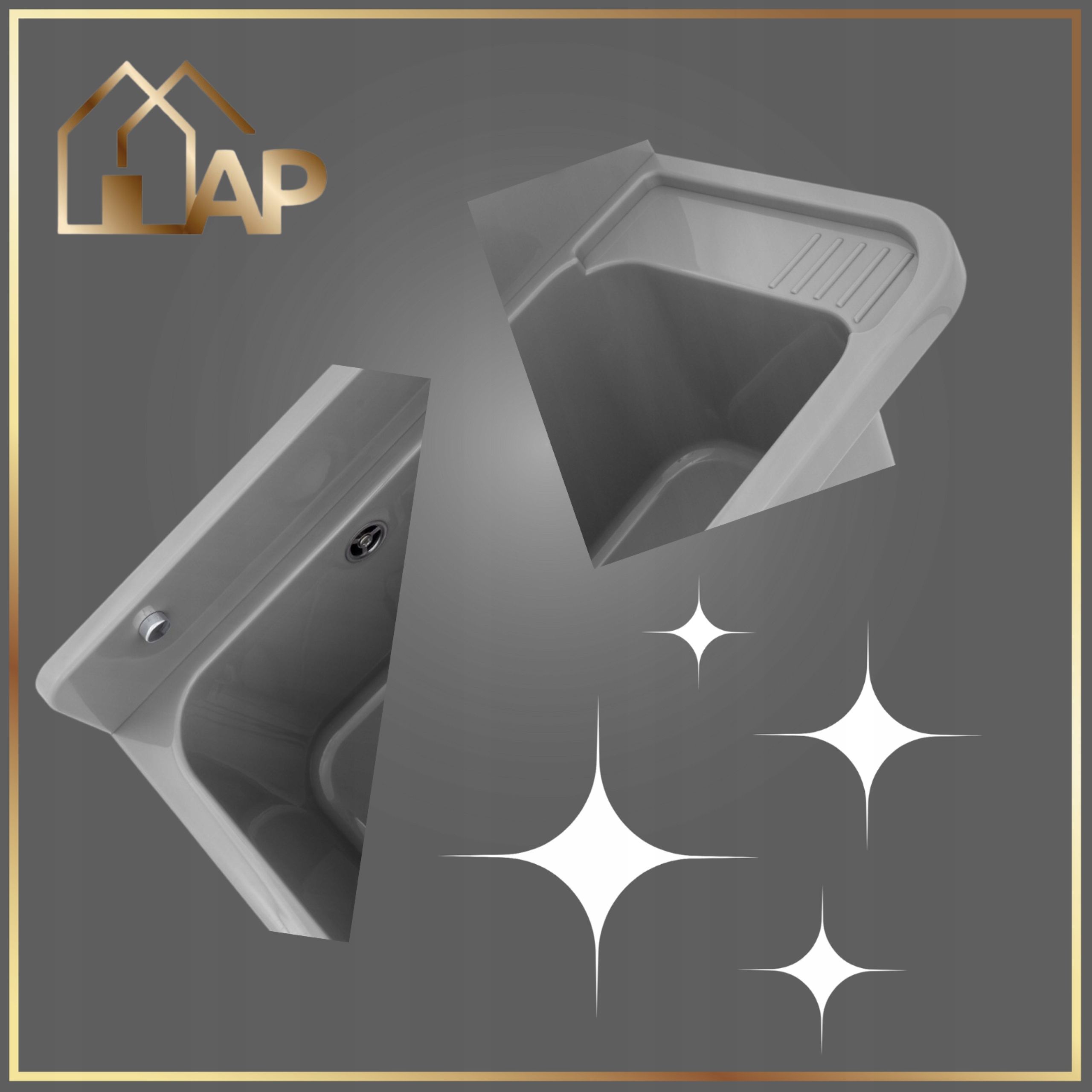 ZLEW GOSPODARCZY Komora Techniczna Roboczy Szary Pralnia Garaż Kotłownia Marka APKOMFORT