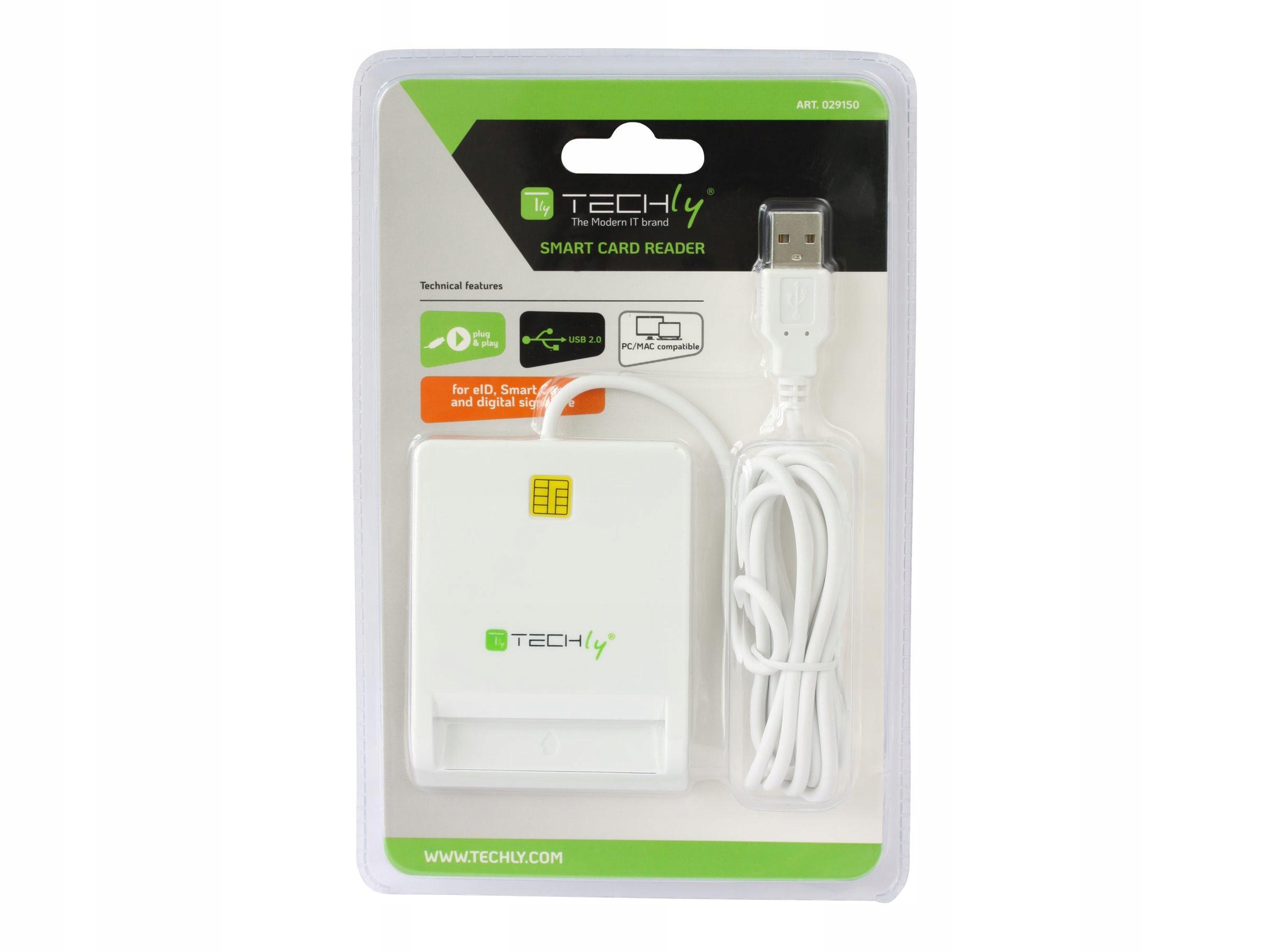 Techly Kompaktowy czytnik Usb 2.0 kart Smart biały