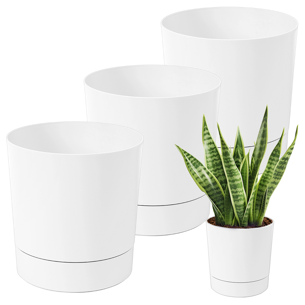 3x Květináč Obal Květináč Tubo s Podstavcem Bílý 38x40 cm
