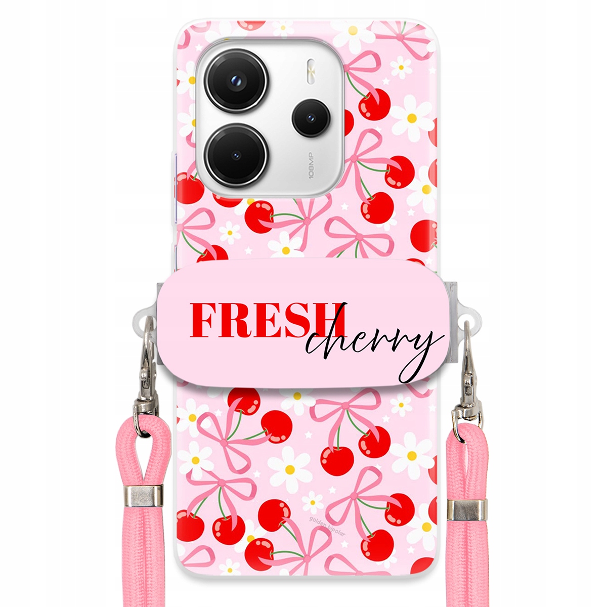 Puzdro pre Xiaomi Redmi Note 14 4G Case Držiak na šnúrku Ružový Fresh Cherry