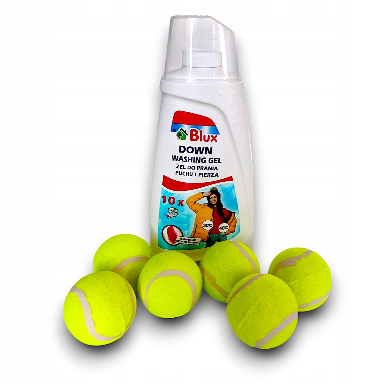Levně Gel na praní peří a peří 1000 ml tenisové míčky 6 ks