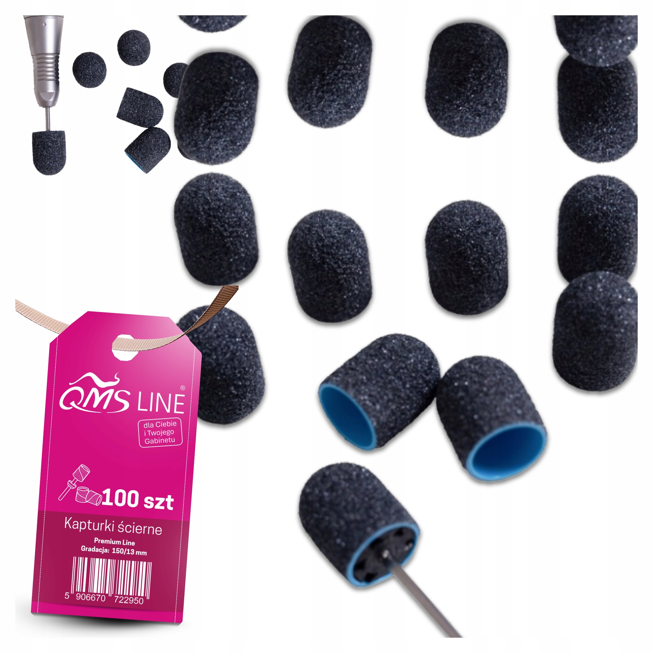 Kapturki Ścierne do Pedicure Turkusowe 13 mm Gradacja 150