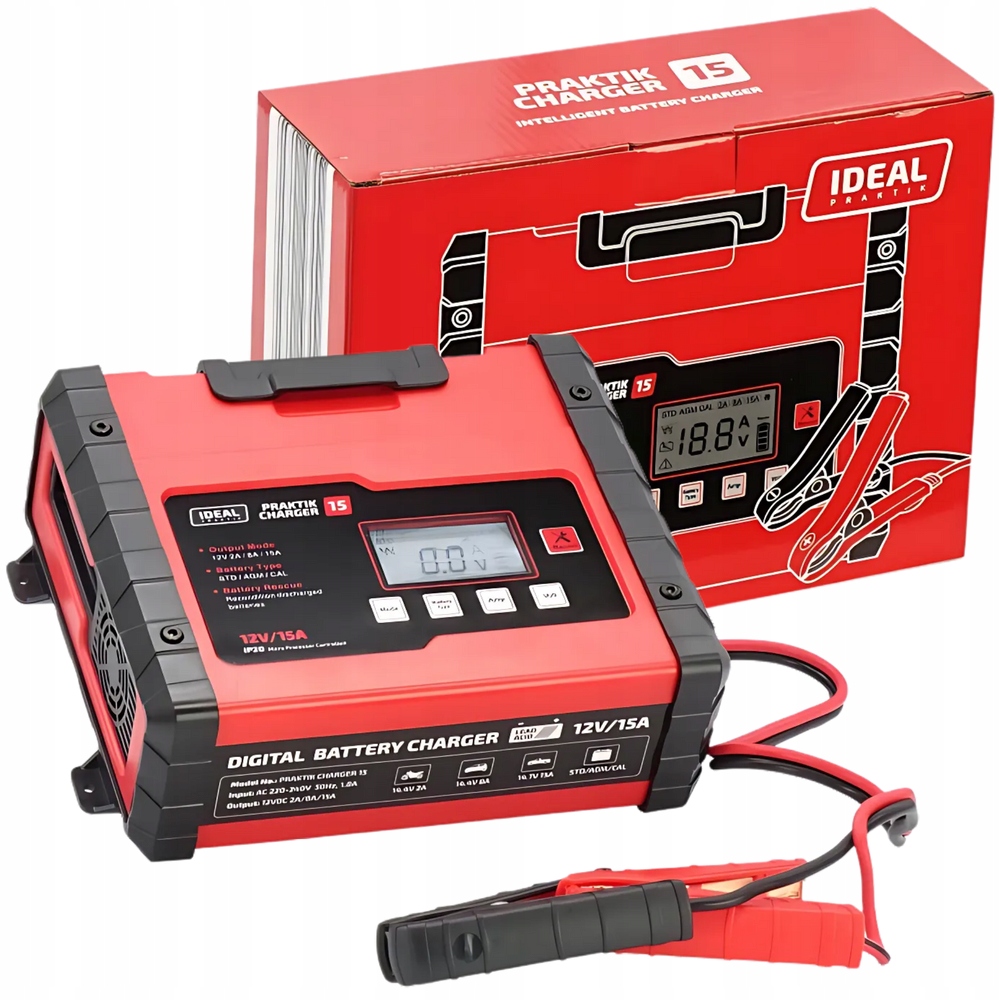 Usmerňovač Ideal Praktik Charger 15 LCD 12V pre akumulátory, kyselinový gél
