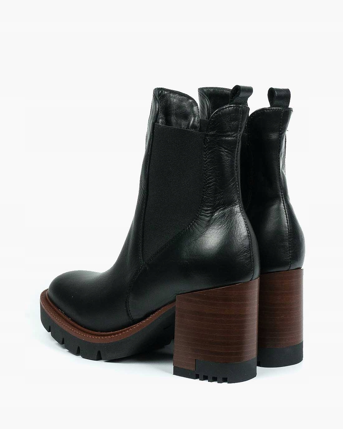 Czarne botki damskie skórzane Oleksy R41 Rozmiar 41