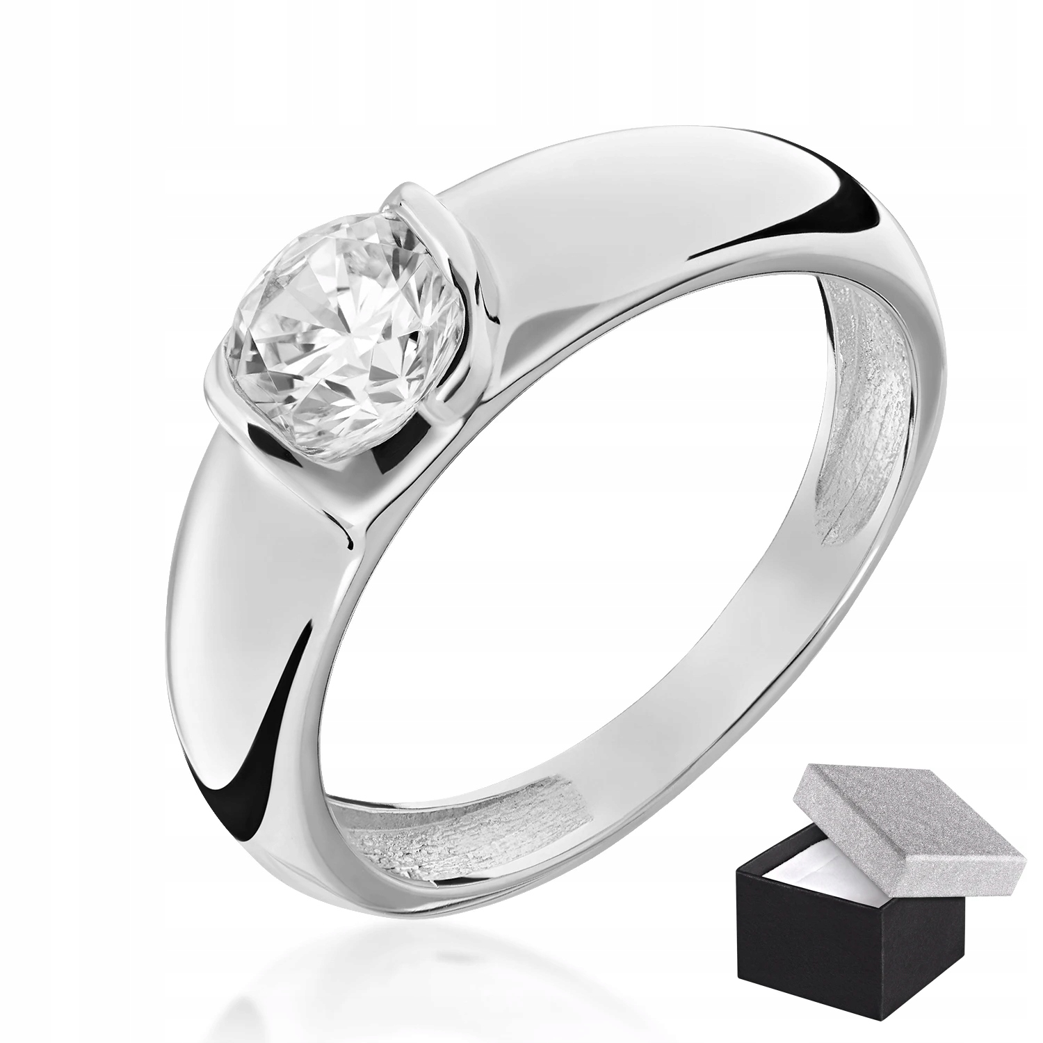 Stříbrný Prstýnek S Velkým Kamenem 925 Zirkon Široký Vel. 17