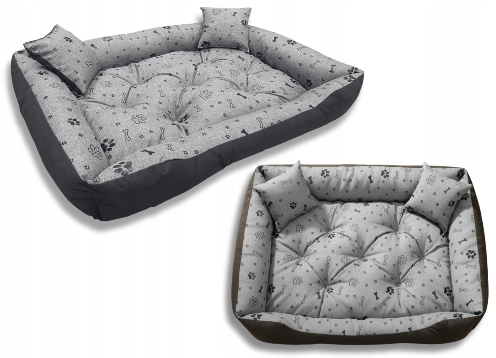 Pelíšek pro psa 75x65 voděodolné černé kosti kotec pohovka matrace