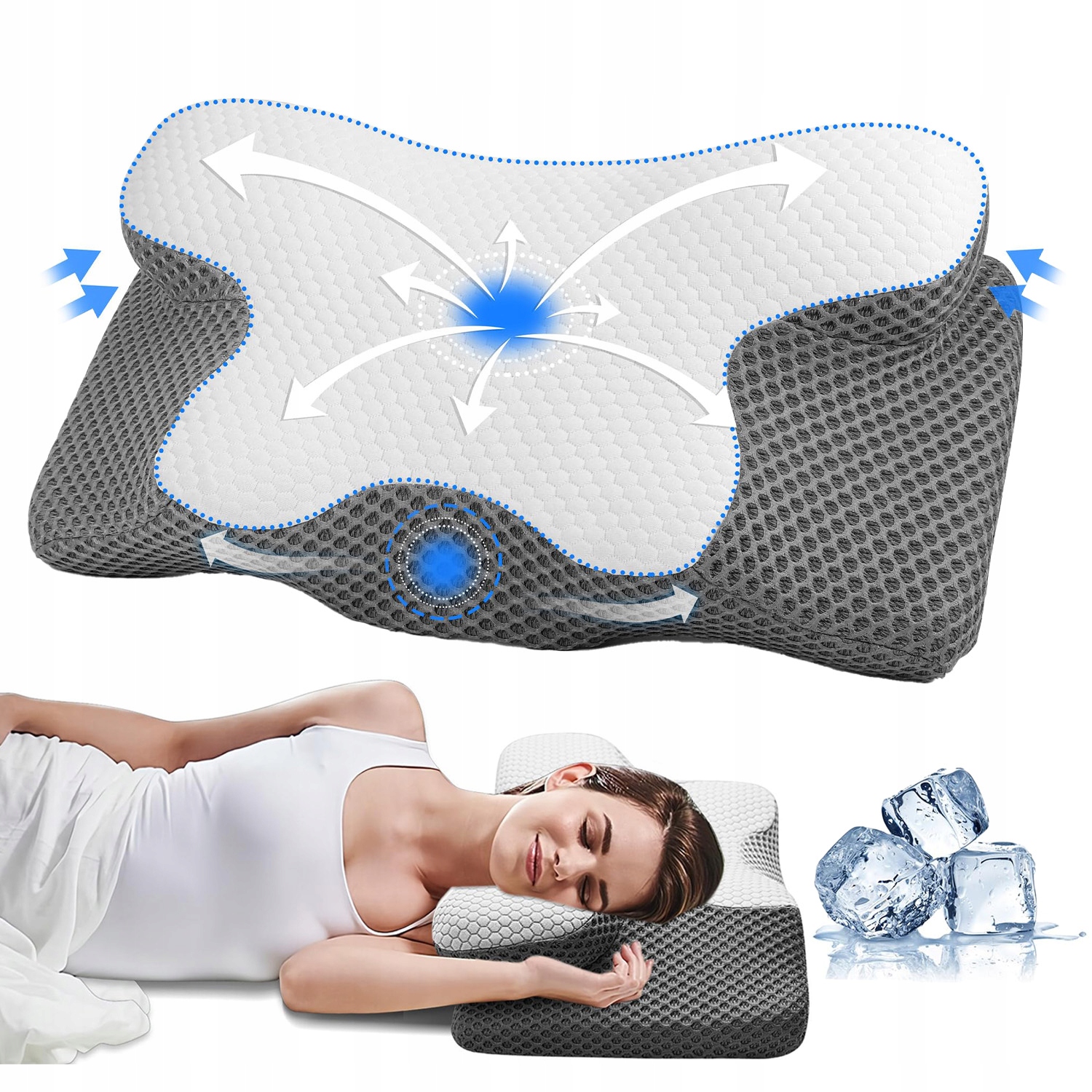 Poduszka Ortopedyczna z pianki memory ergonomiczna 60*34*13cm