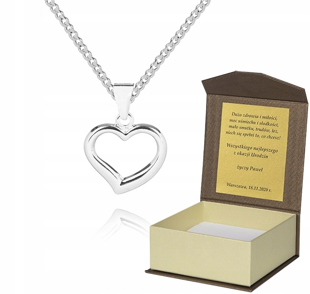 925 Stříbrný Řetízek 45 cm Srdce Věnování P3Z57