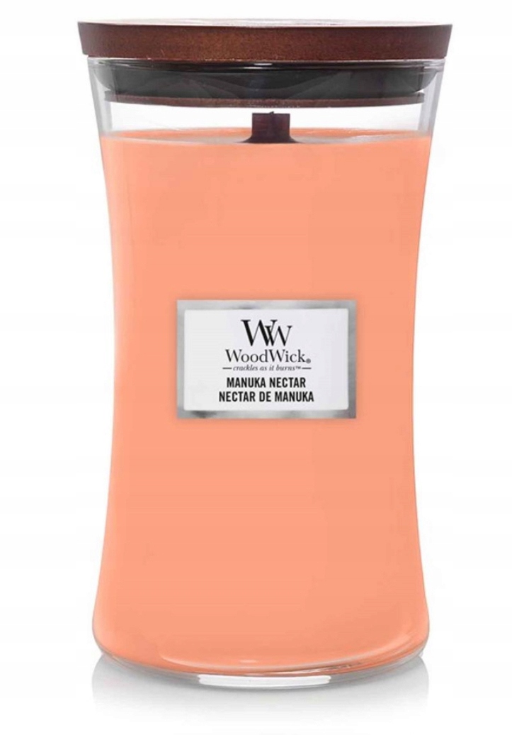 WoodWick Sójová vonná svíčka Manuka Nectar Velký dřevěný knot 610 g