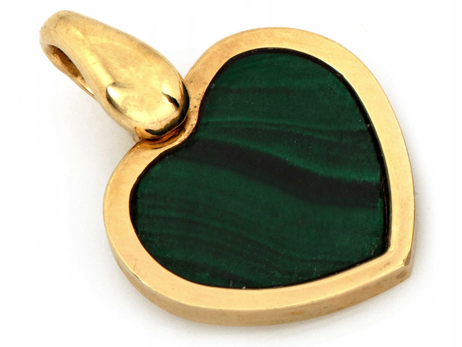 Dámský přívěsek zlaté srdce 585 14k s malachitem 1.27g, elegantní design