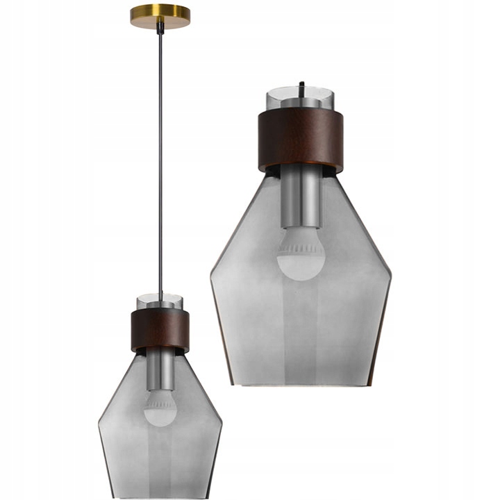 

Lampa Wisząca Sufitowa Szklana Szara Grey