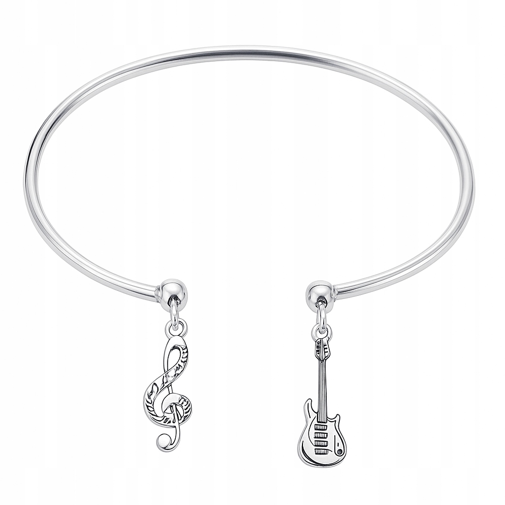 Stříbrný náramek s zasouvacím obručem Nutka Nuta Elektrická kytara Stříbro 925