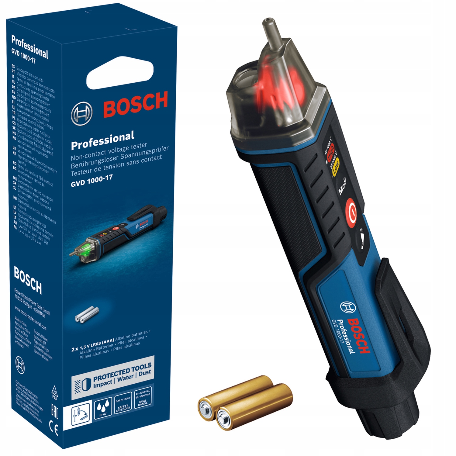 Bezdotykový Dvoupásmový Tester Napětí Led Gvd 1000-17 Aa 601077000 Bosch