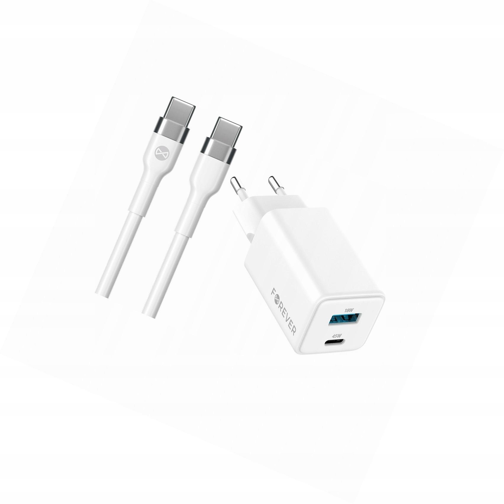 Szybka ładowarka GaN 45W 2 wejścia Usb i Usb-c z kablem do Samsung A52 Lte