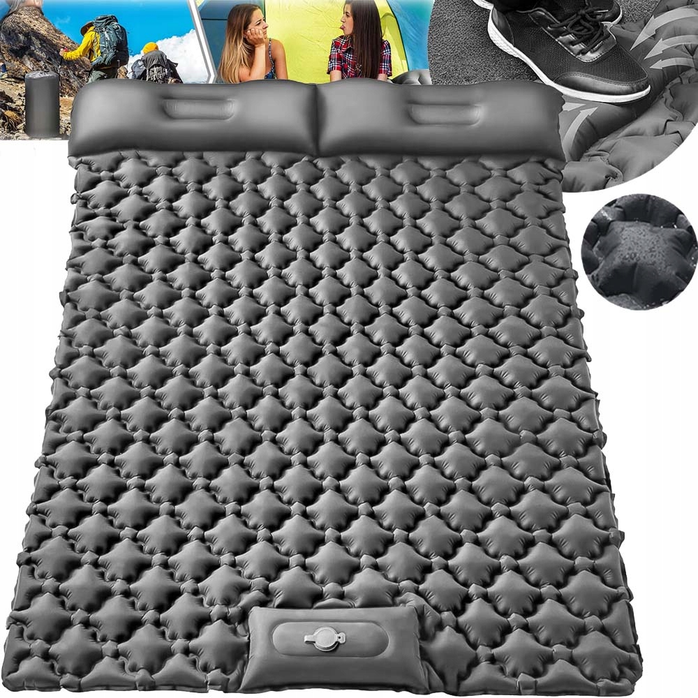 Materac Dmuchany Dwie Osoby Na Biwak Wbudowana Pompka Nożna 200*120*6CM