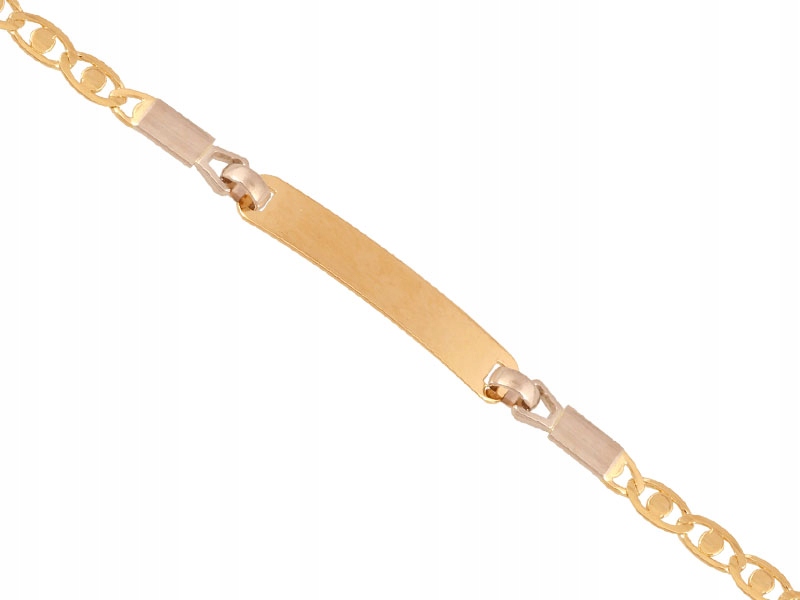 Zlatý náramek 585, plech, bílé zlato 14 cm, ideální jako dárek