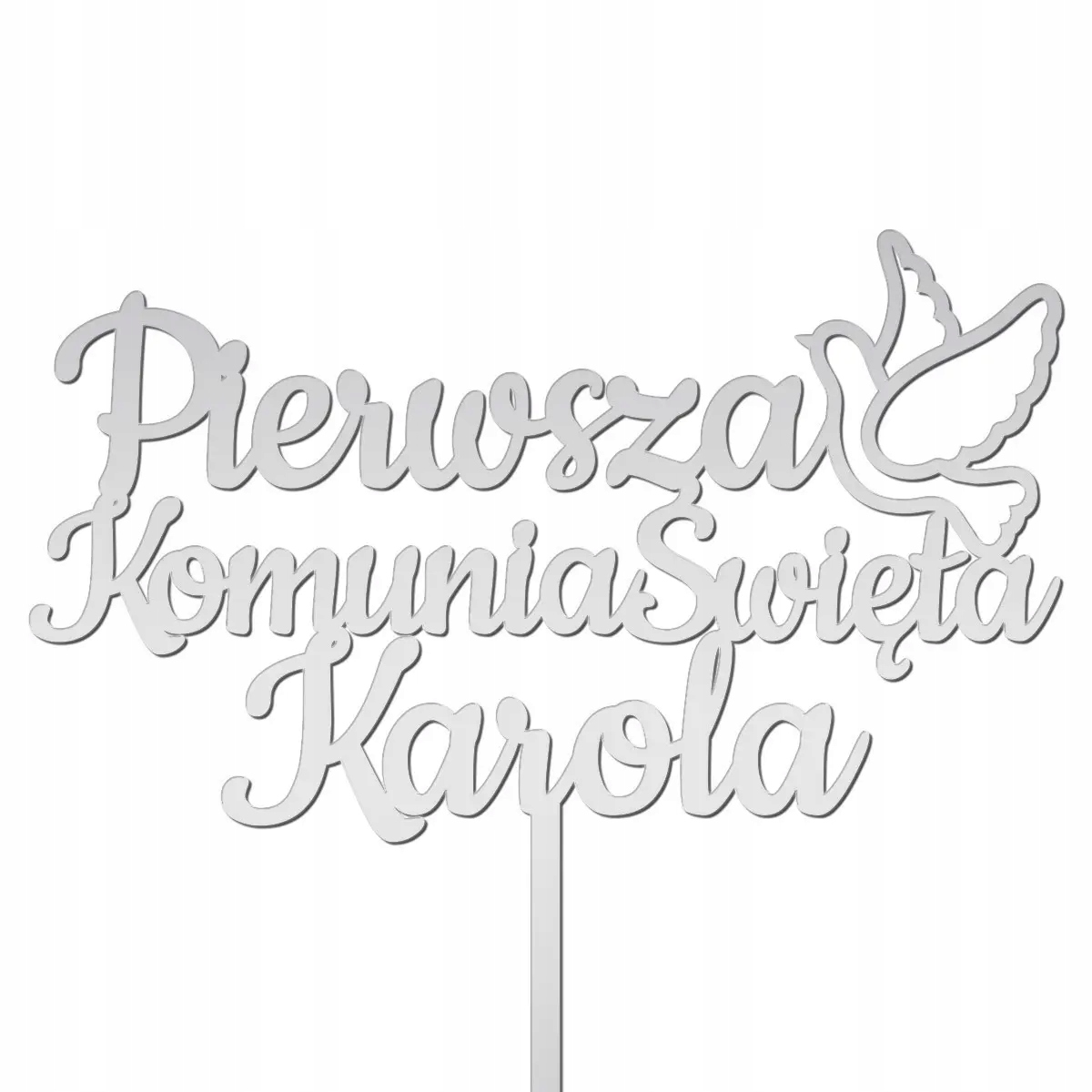 

Topper Napis na tort Pierwsza Komunia święta Srebr