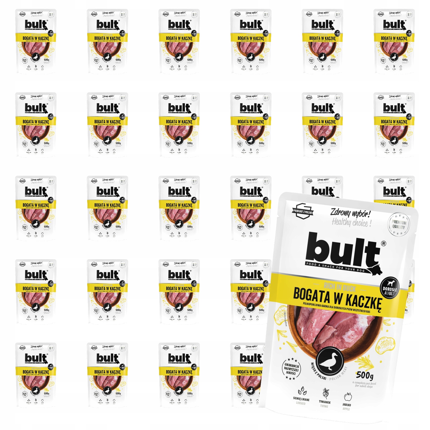 Levně Vlhké Krmivo Pro Psa Bult Sáček Mletý Bohatý Na Kachnu Set 30x500G