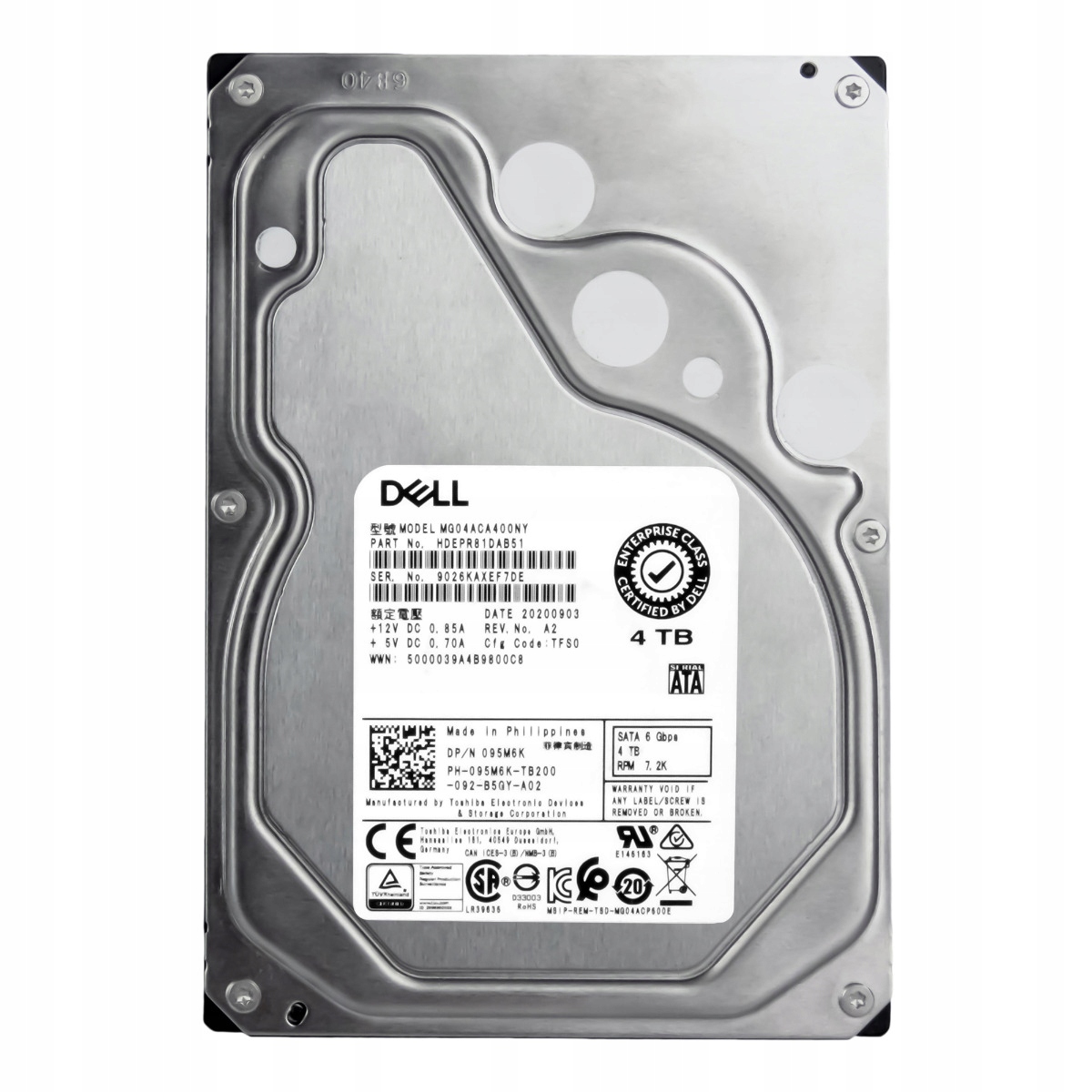 Dell 095M6K 4TB 7.2K 128MB Sata III 3.5'' MG04ACA400NY