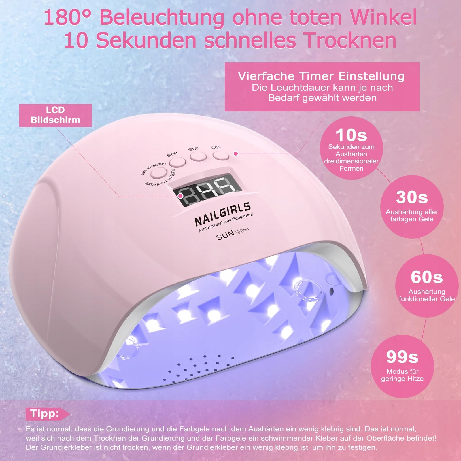 NAILGIRLS Lampa UV LED 150W Do Paznokci Z Sensorem LCD Do Żelowych Paznokci — miniatura 5