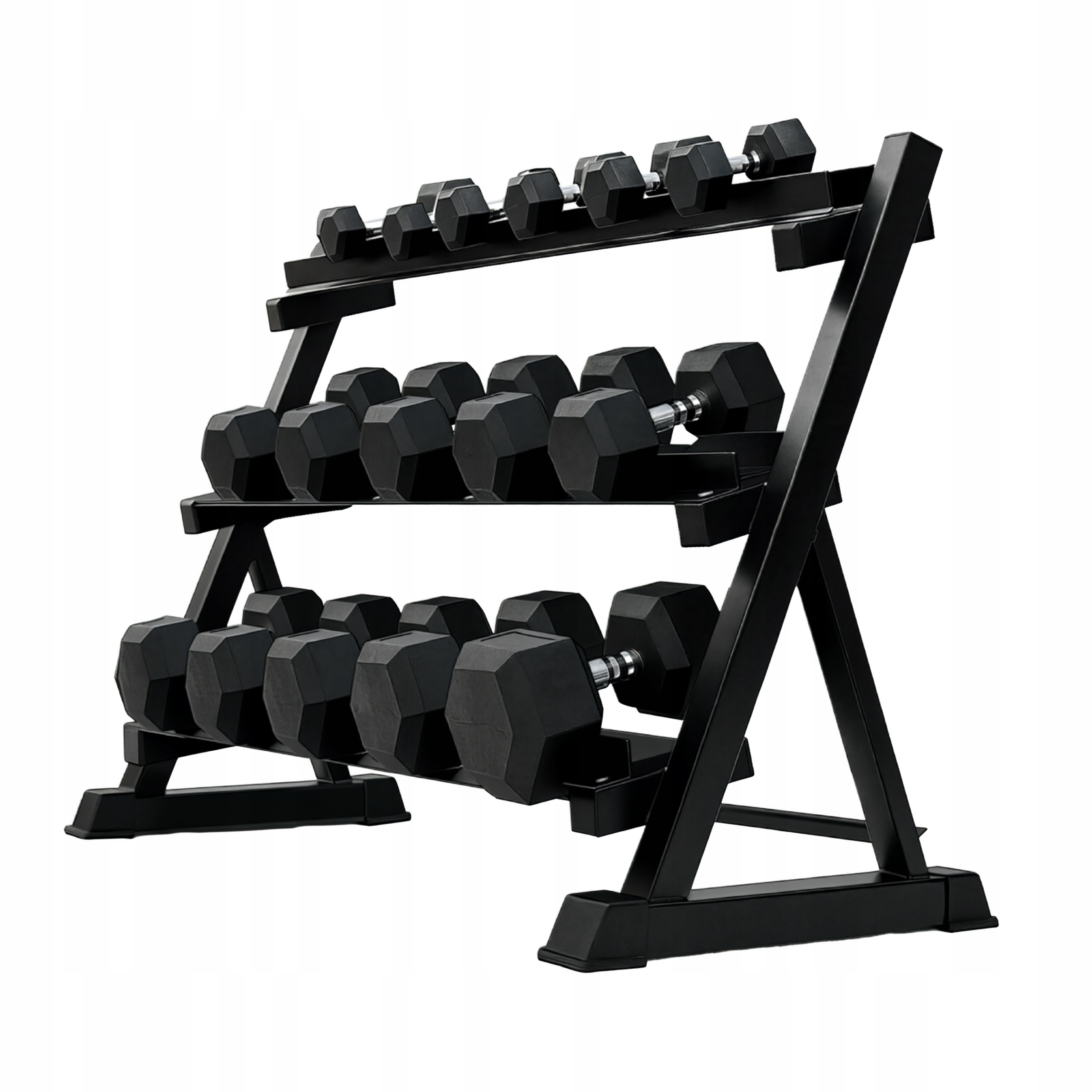 Zestaw Treningowy Obciążeń Hantle Hex 365KG Stojak Na Obciążenia 10-50KG