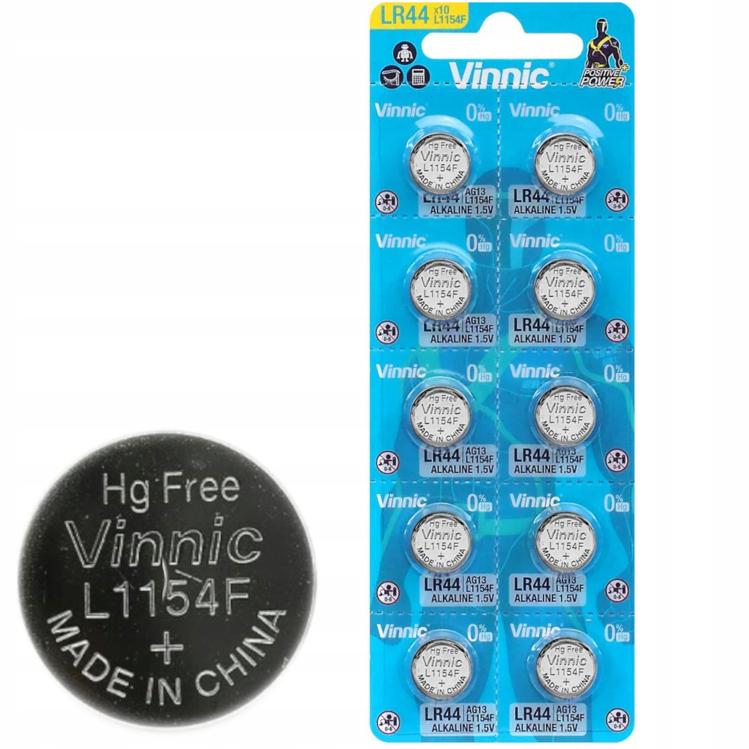 10x MOCNA BATERIA ALKALICZNA LR44 A76 AG13 L1154 GUZIKOWA