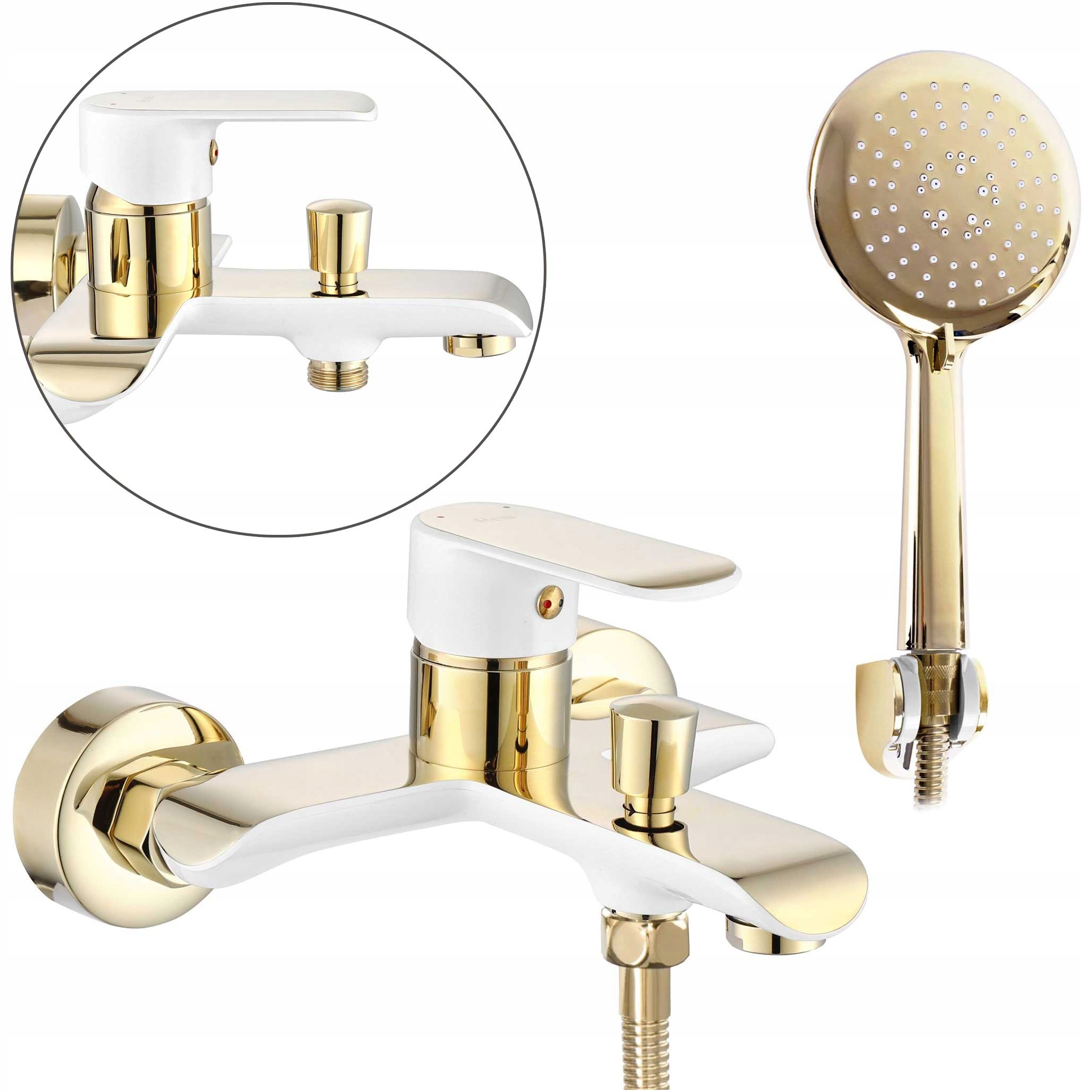 Nástenná vaňová batéria Zlatá biela Rea Bloom White Lesk Sprchový výtok