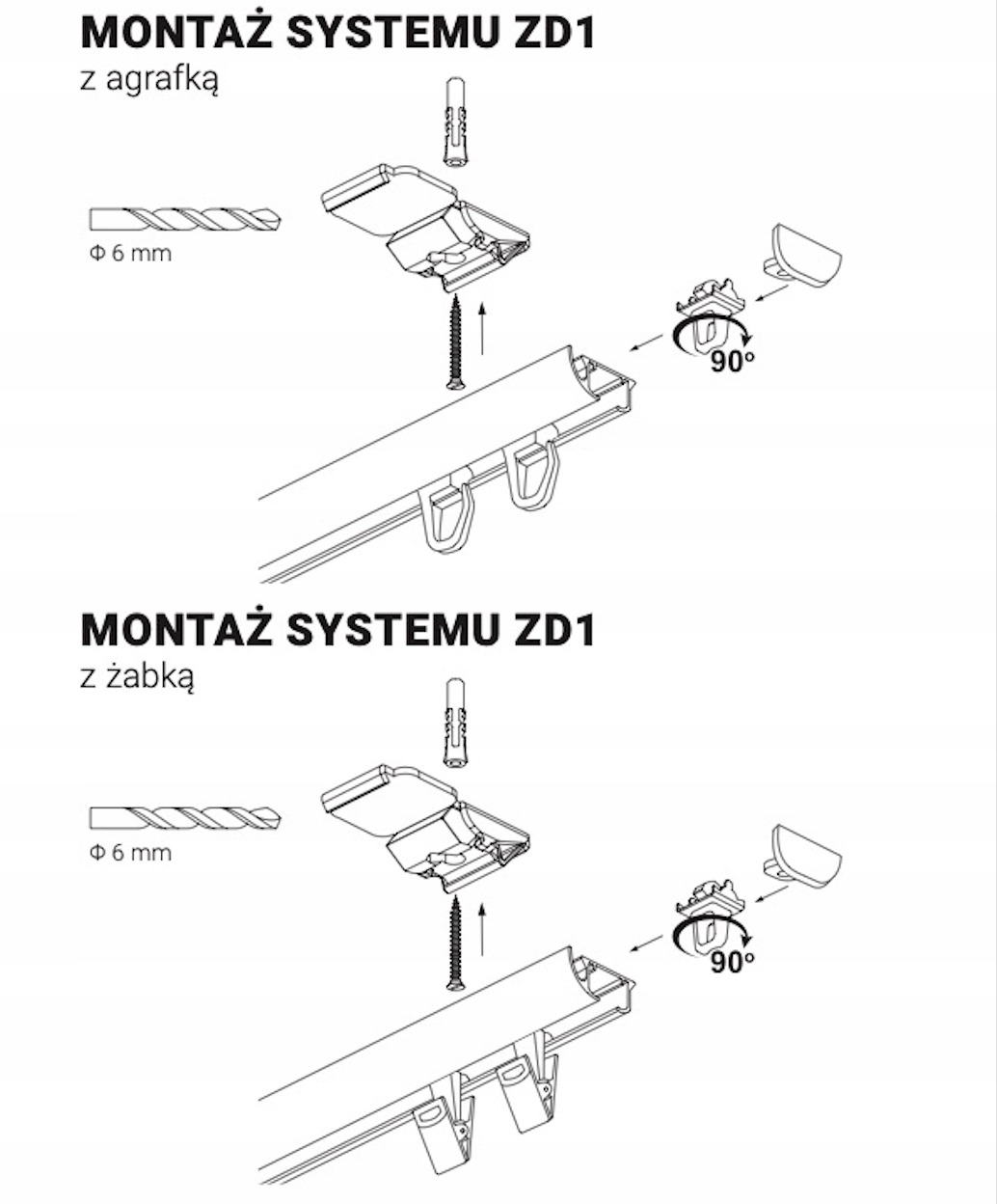 Uchwyt sufitowy pojedynczy smart-klik do szyn ZS Stan opakowania oryginalne