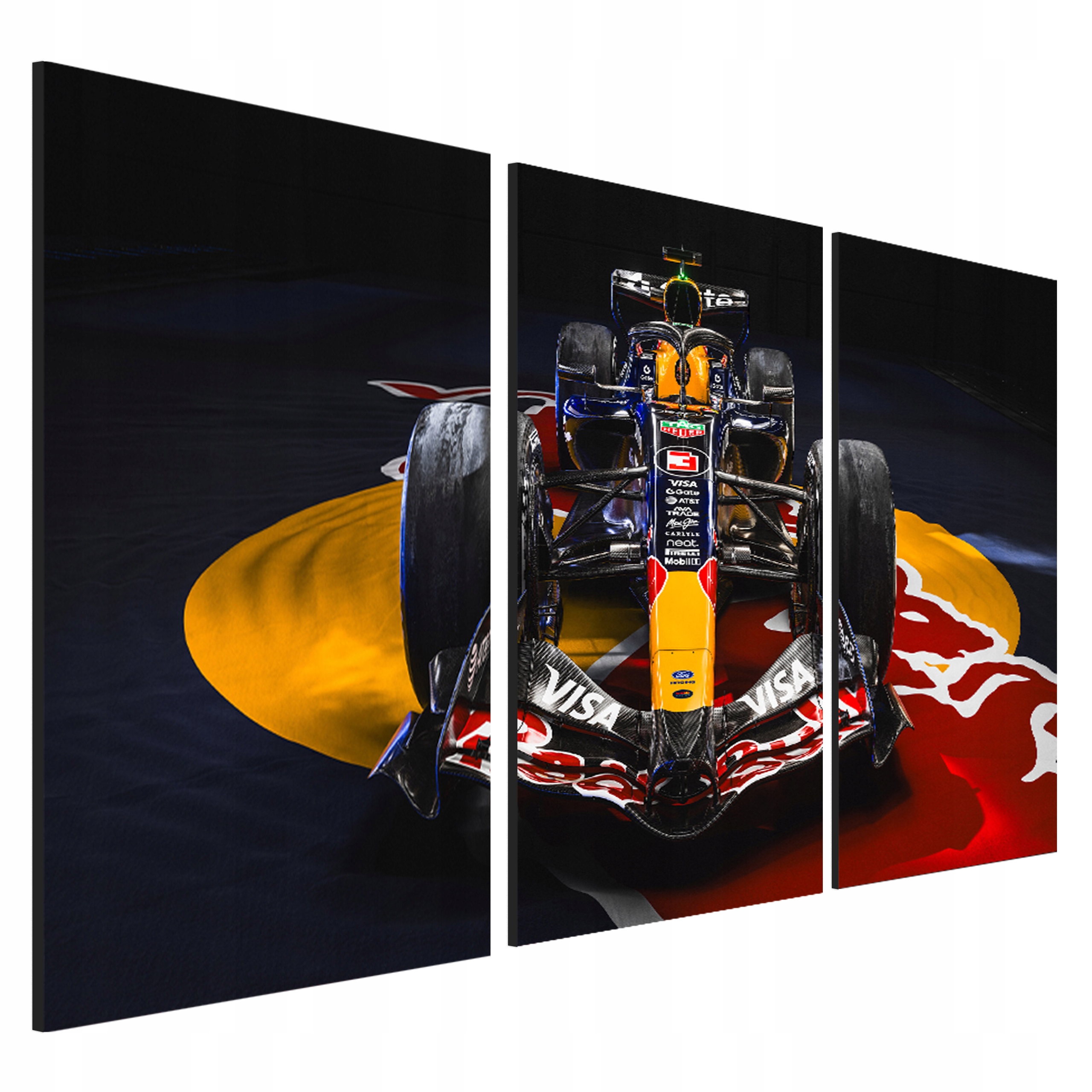 3-dílný obraz Max Verstappen Red Bull Racing Formule 1 triptych 40x90 cm