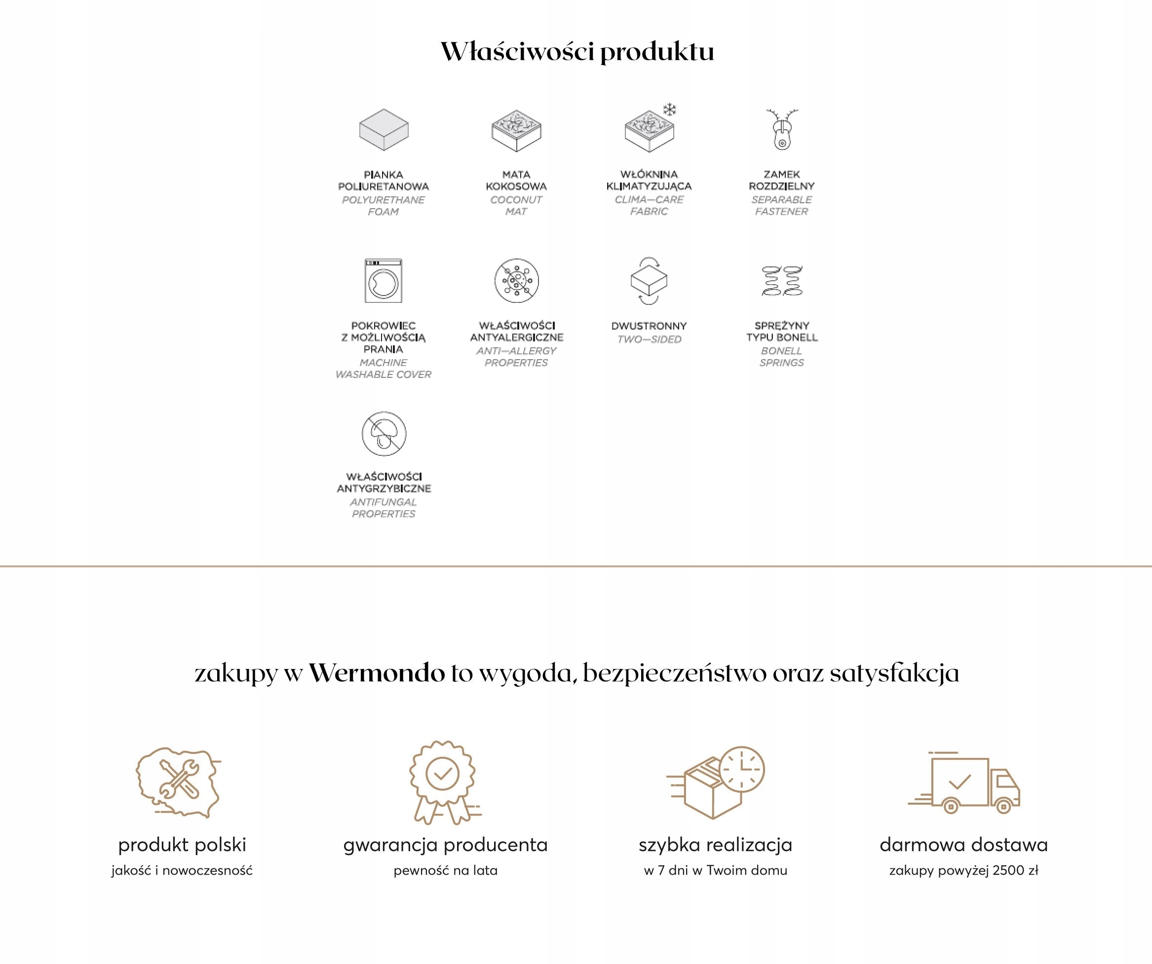 Materac bonelowy STANDARD KOKOS 180x200 WERNIGHT Marka Wernight