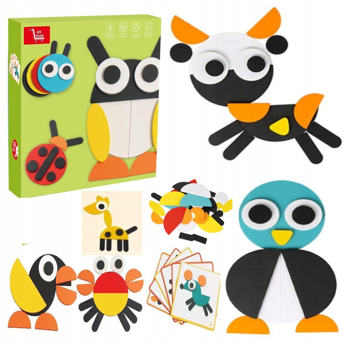

Drewniane Puzzle Klocki Układanka Montessori A2