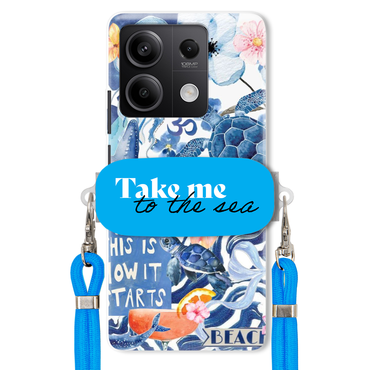 Pouzdro pro Xiaomi Redmi Note 13 5G Modré vodítko Držák Take Me To The Sea