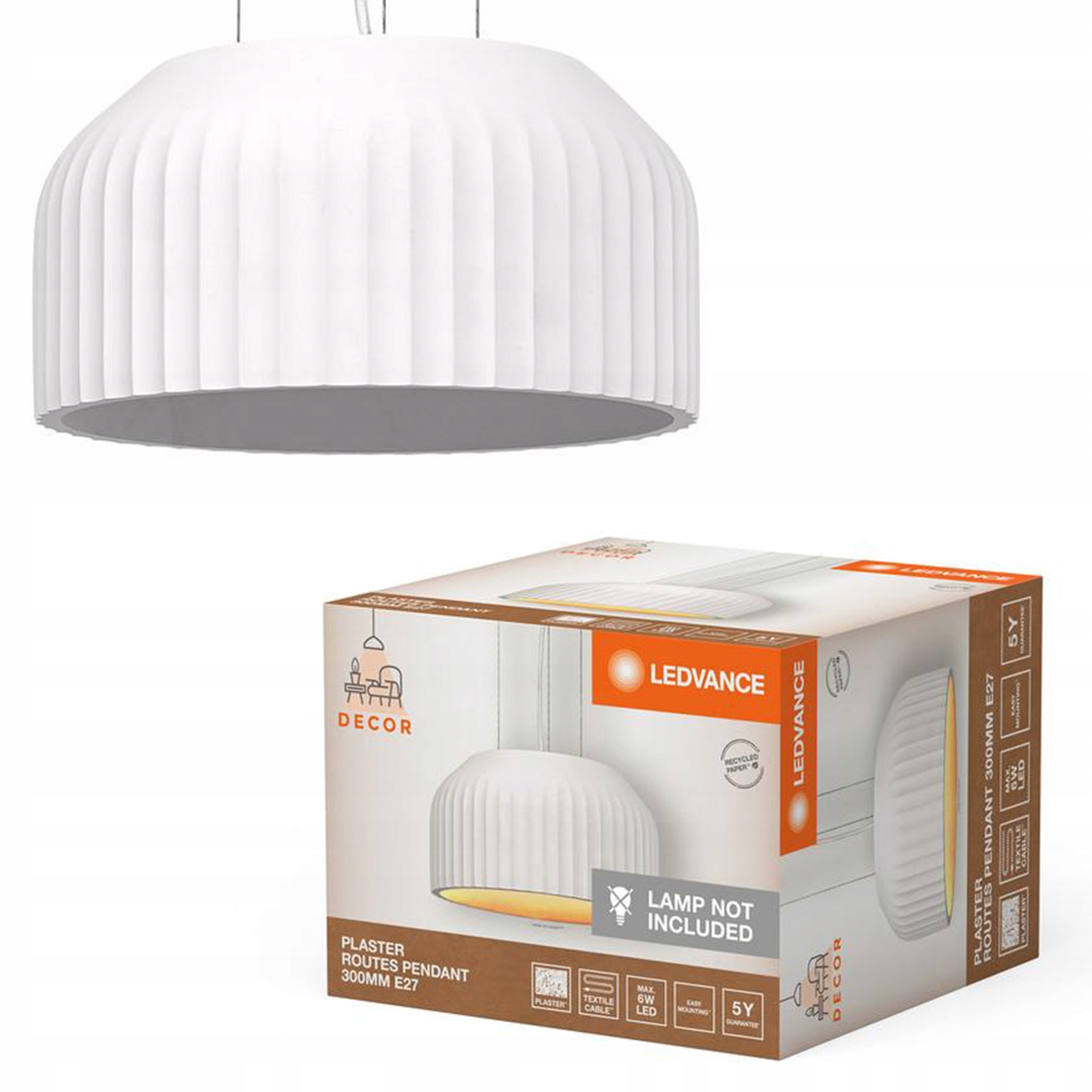 Dekoratívna stropná lampa E27 Previs Biely Decor Ledvance