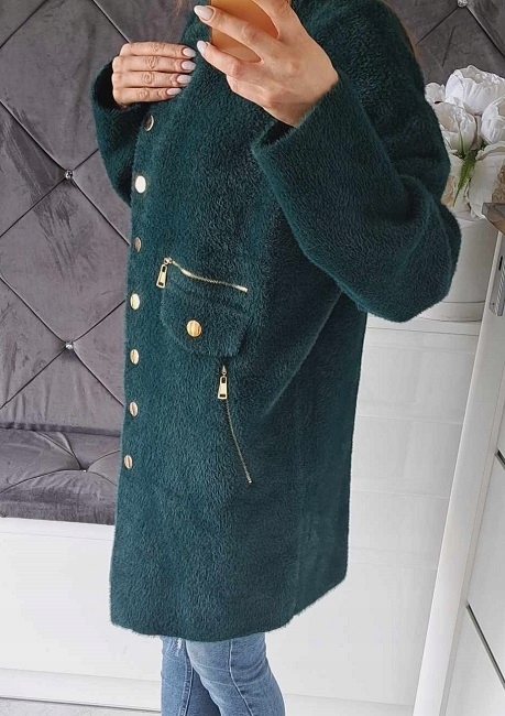 PŁASZCZ Z ALPAKI ZE STÓJKĄ NARZUTKA OVERSIZE - WEŁNA Rozmiar uniwersalny