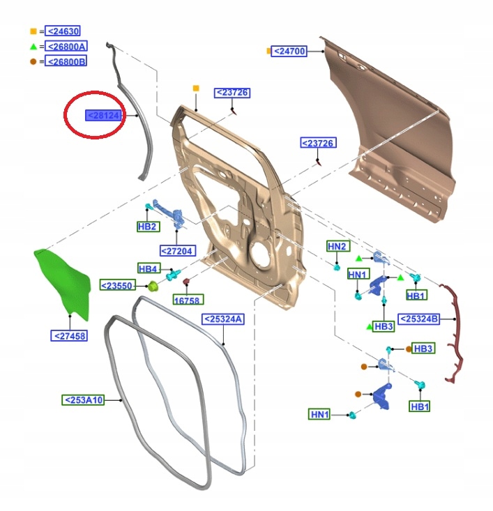 USZCZELKA BOCZNA DRZWI TYLNYCH LEWYCH EDGE 18- _ 2330903 _ FT4B-R28125-AM Numer katalogowy części FT4B-R28125-AM