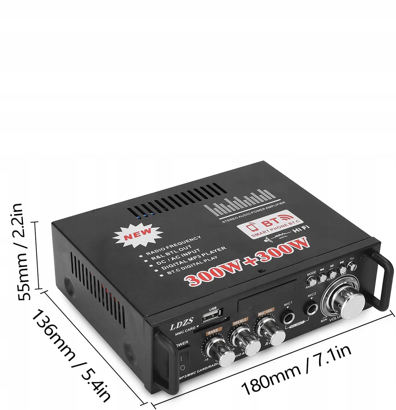 600W AMPLITUNER WZMACNIACZ STEREO BLUETOOTH RADIO BT-298A Marka Bedee