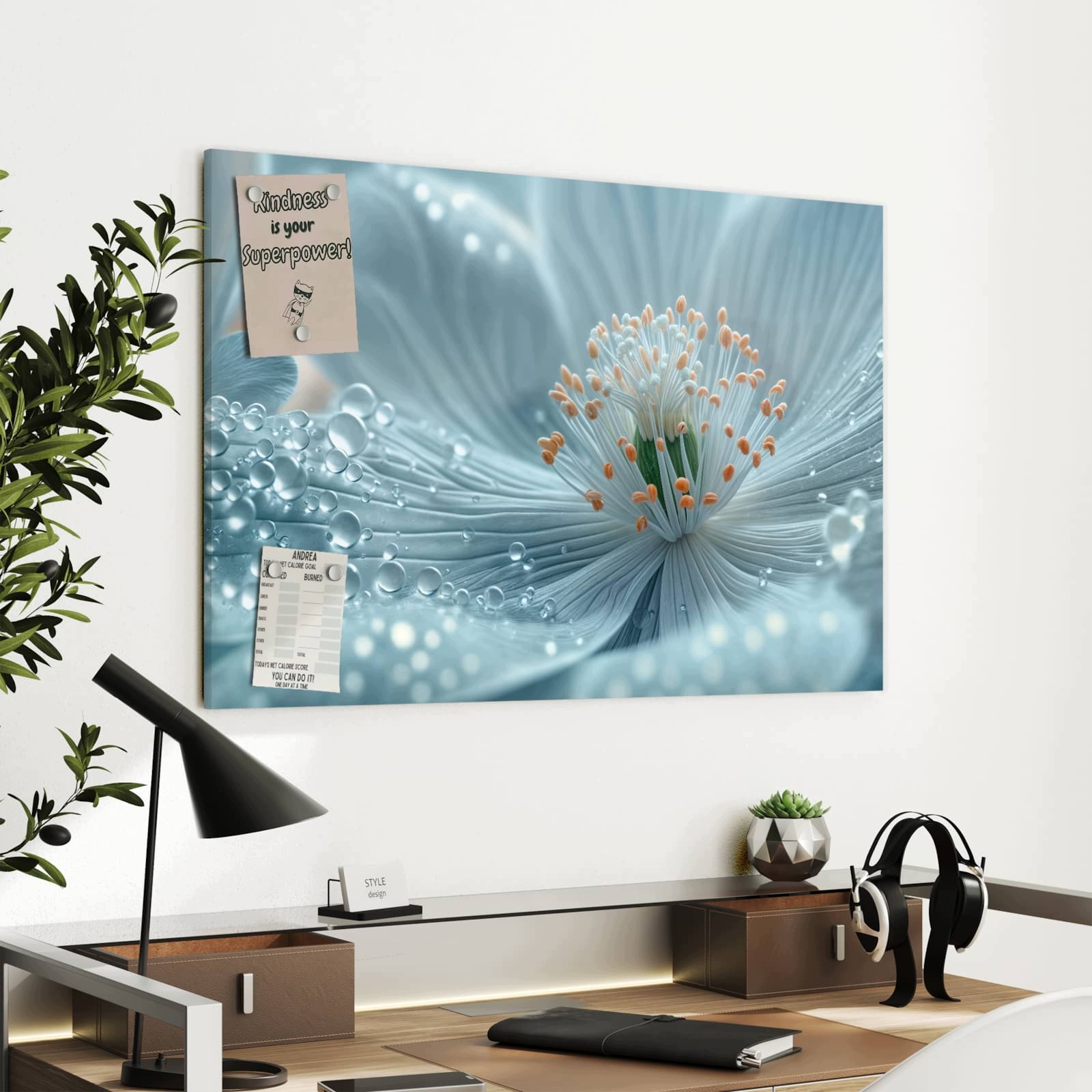 Magnetická tabule Zasněné Nádhera květin 90 × 60 cm
