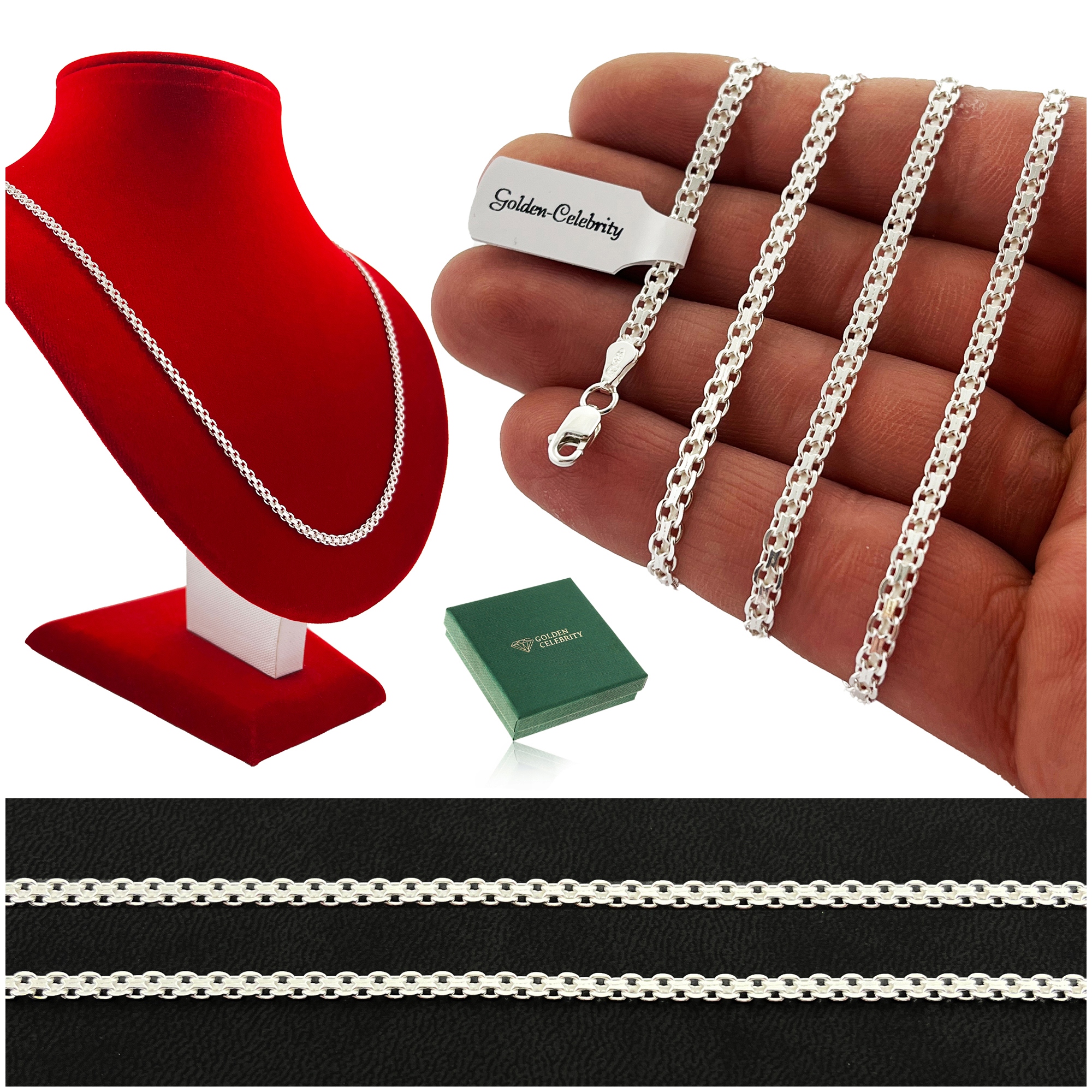 Dámské Šperky, Silný Dámský Stříbrný Náhrdelník 925 Bismark 50cm Bonus