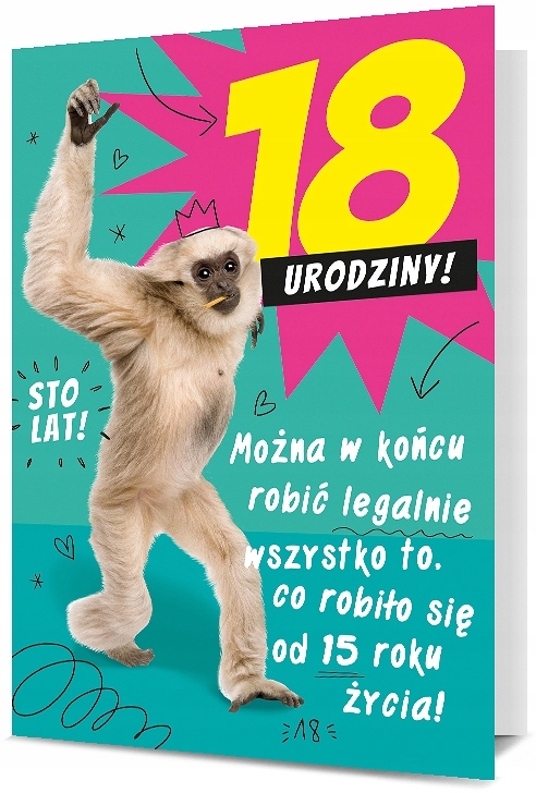 

Karnet na 18 Urodziny kartka Koperta