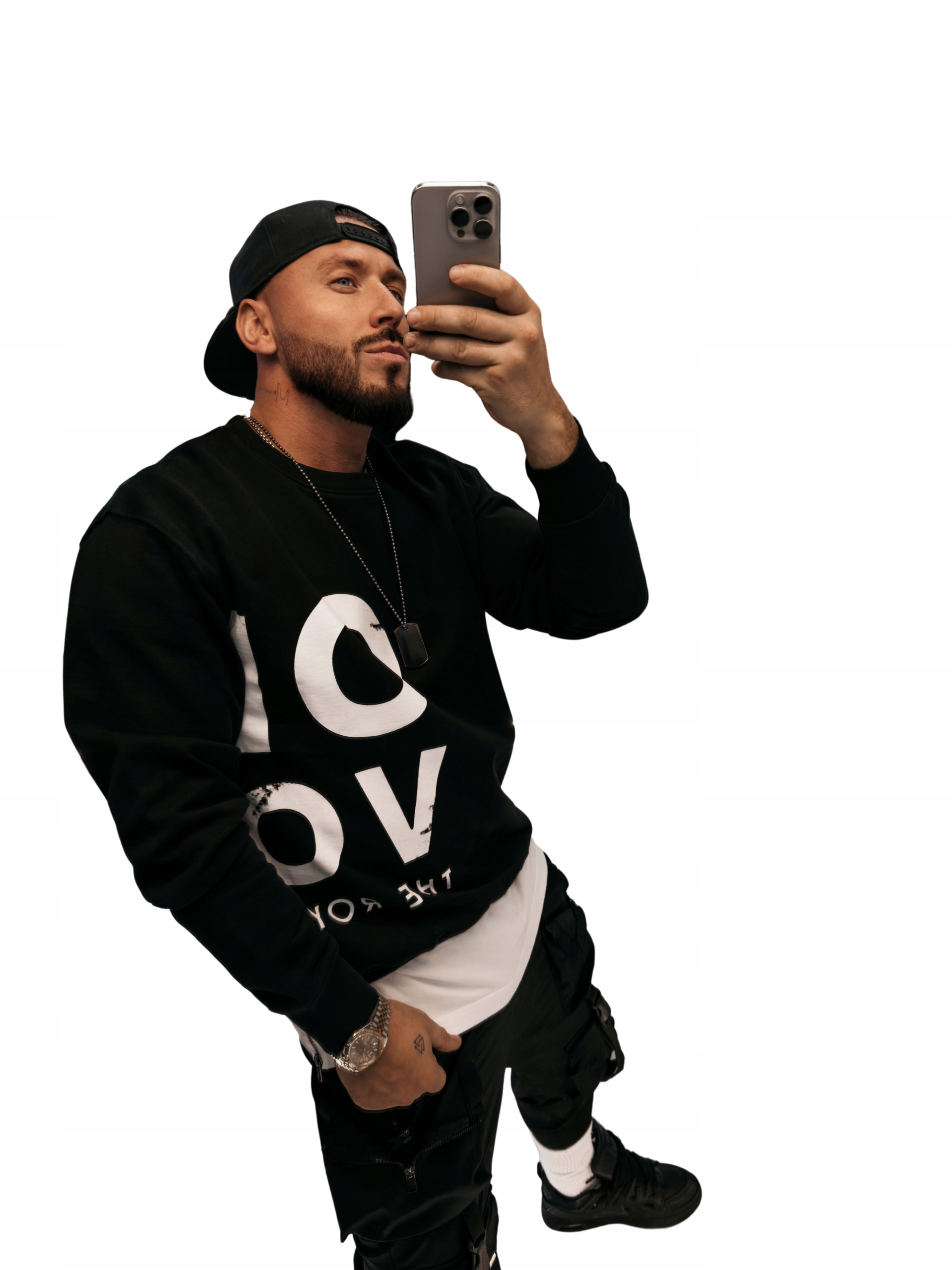 Pánská mikina basic bez kapuce Effect OlaVoga černá S