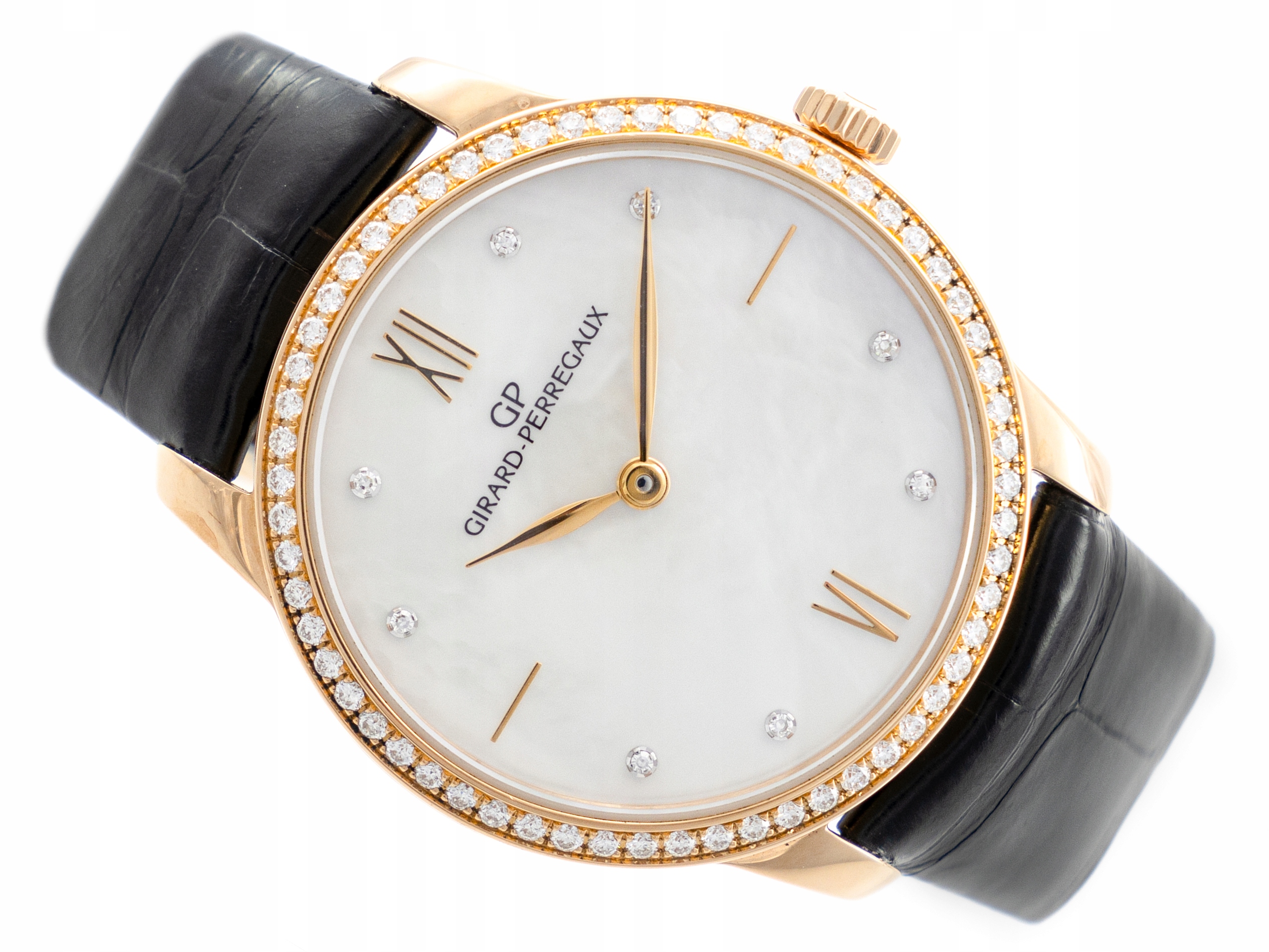 GIRARD PERREGAUX 1966 18K RÓŻOWE ZŁOTO DIAMENTY MOP DIAL