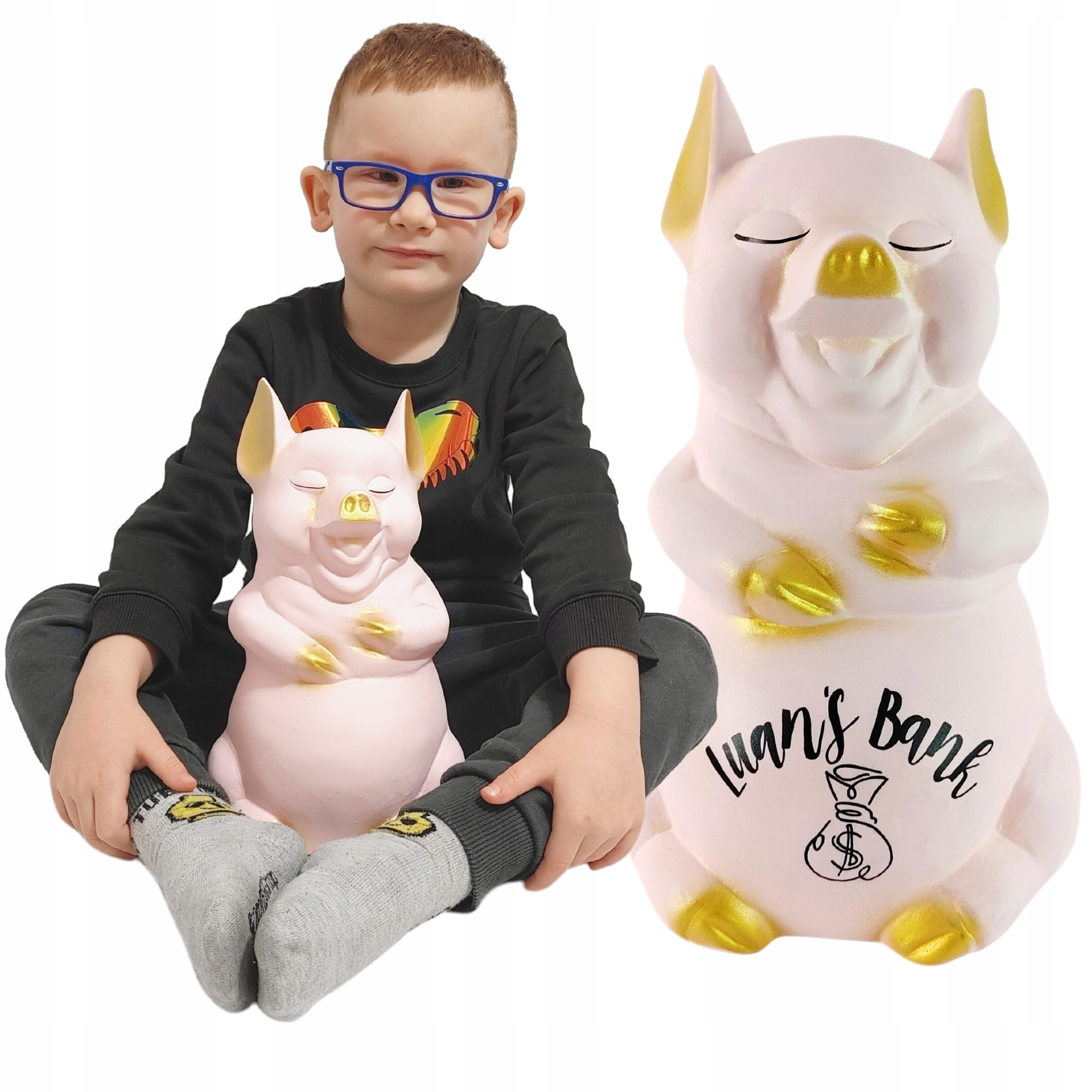 Prasátko Pokladnička Velká XXL Krémová K Rozbití Jménem Váš Nápis Grafika