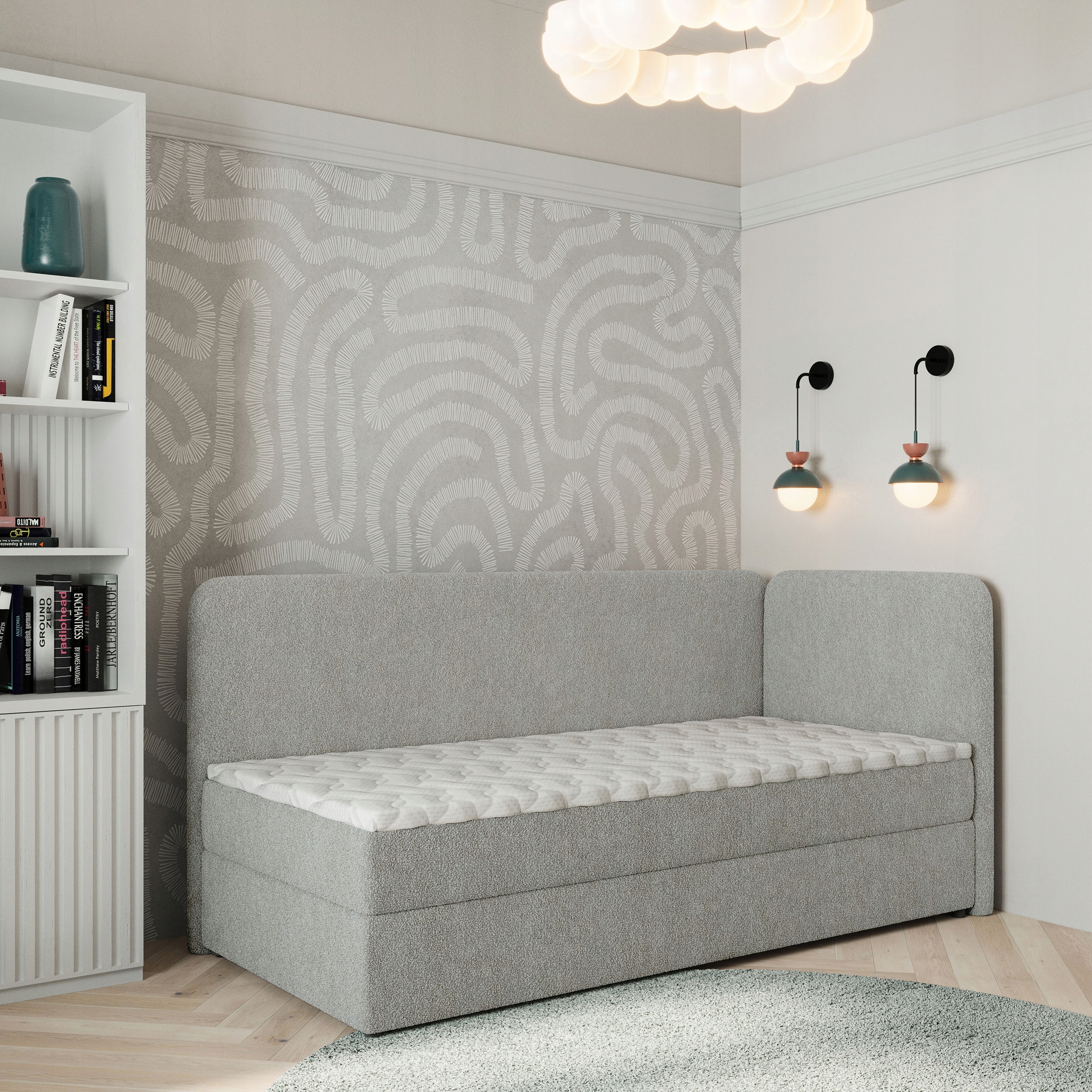 Postel Pro Mláděž Gina 80x200 cm s matrací, jednolůžko, světle šedá barva